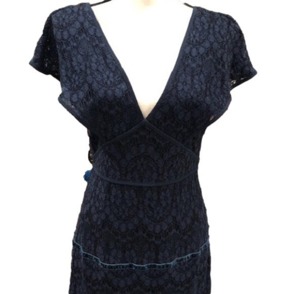 ANTHROPOLOGIE Foxiedox Clarinda Navy Lace Dress, Size Medium - Picture 3 of 16